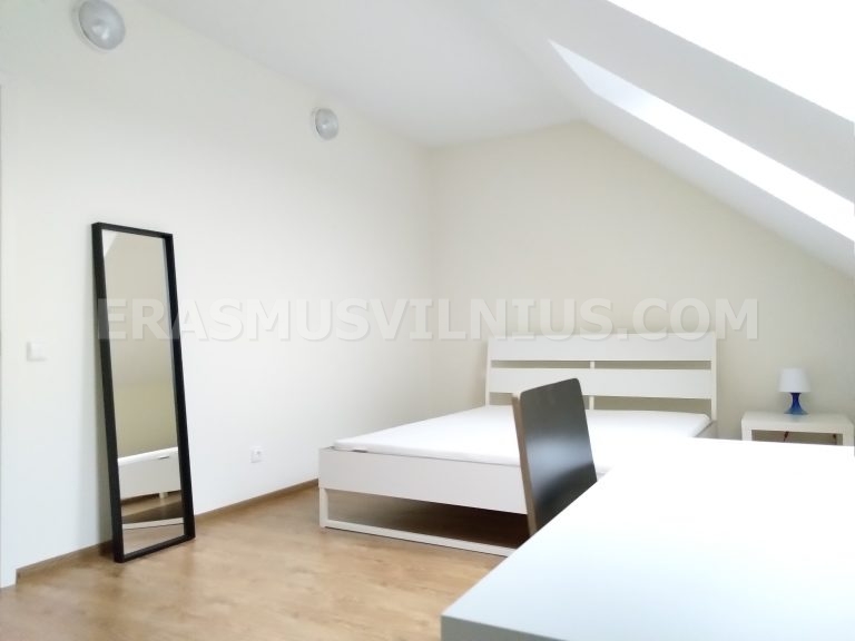 Bedroom furniture — king size bed, desk and wardrobe in Erasmus accommodation